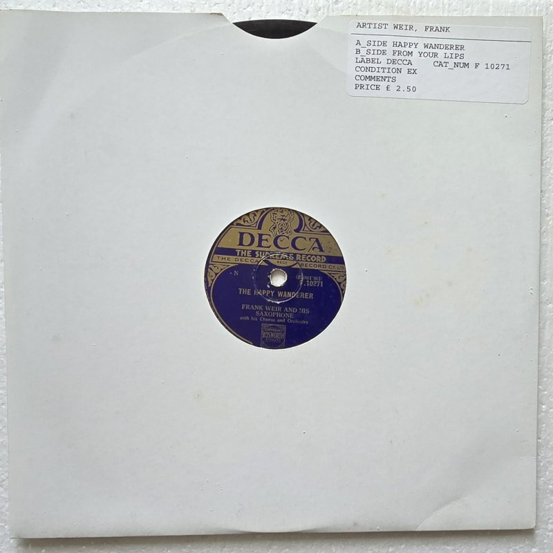 Frank Weir and His Saxophone with his Chorus and Orchestra - The Happy Wanderer