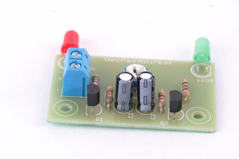 LED-Wechselblinker Bausatz, Blinkfrequenz einstelbar ohne- oder mit 9V- Batterie auswählbar, HS1P - REC Lernmittel aus dem Odenwald